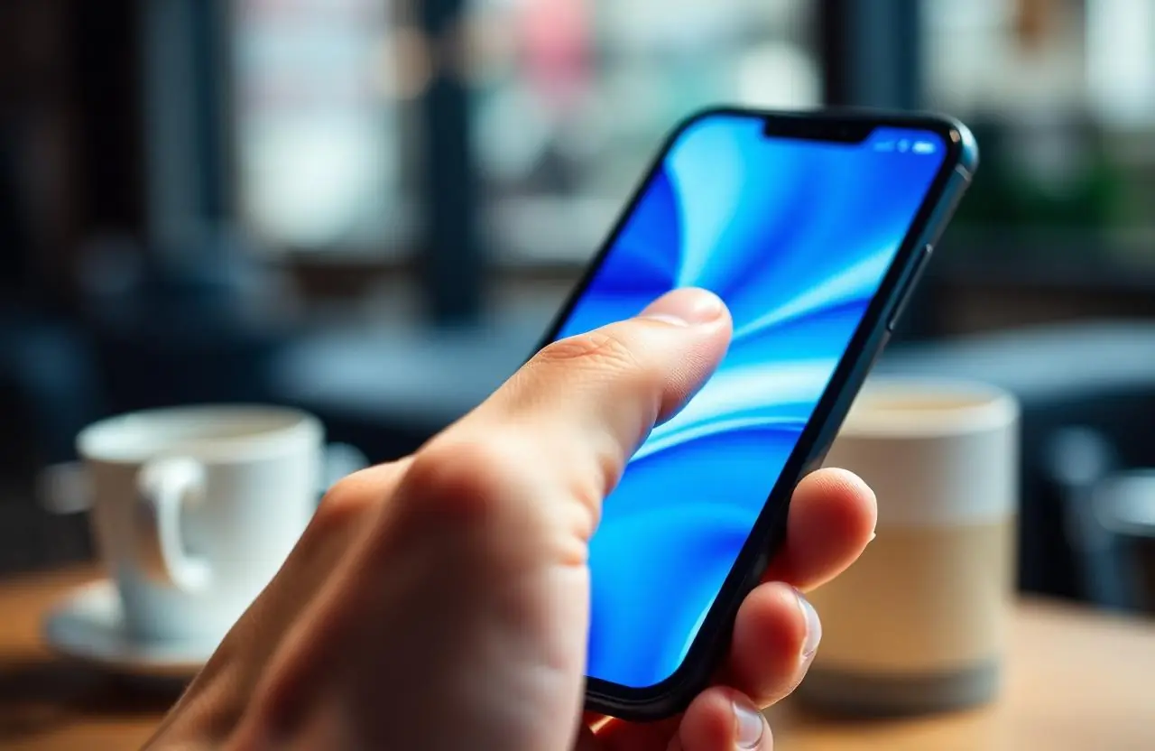 Thumb tapping through a fast credit line application on a smartphone